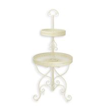 A 2-TIER ROUND IRON ETAGÈRE - WHITE