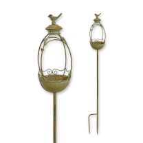 AN IRON BIRD FEEDER GARDEN STAKE