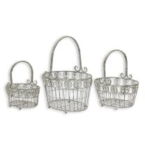 A SET OF 3 IRON BASKETS