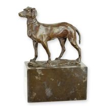 A BRONZE SCULPTURE OF A GREYHOUND