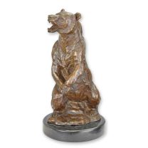 A BRONZE SCULPTURE OF A STANDING BROWN BEAR