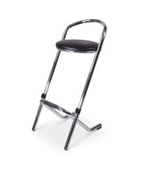 Stapelbare barkruk Utrecht verchroomd frame met zwarte skai zitting