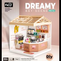 Dreamy mini house Melk en Thee Shop TeaShop met ledlamp DIY Modelbouw Knutselen