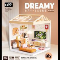 Dreamy mini house Woonkamer Livingroom met ledlamp DIY Modelbouw Knutselen