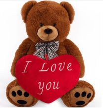 Knuffelbeer Bruin 50cm met HartKussen 32cm 