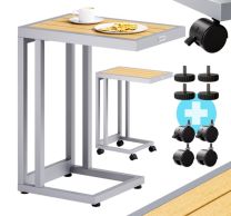 Bijzettafel zilver naturel WPC 65.5x50x40cm