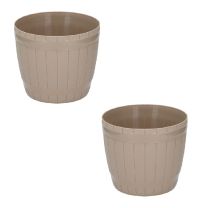 Bloempot Beige diameter 19 cm (set van 2)