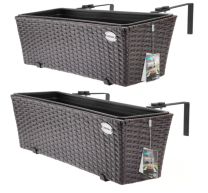 Polyrotan Balkonbak Set van 2 kleur Bruin