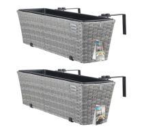Polyrotan Balkonbak Set van 2 kleur Grijs
