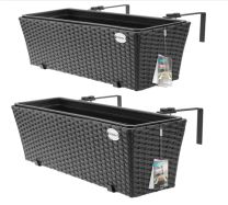 Polyrotan Balkonbak Set van 2 kleur Zwart