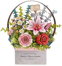 Robotime Houten Bloemenmand Bloemen Bouwpakket Knutselen Cadeau Hobby Modelbouw