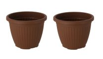 Bloempot Terra voor binnen & buiten - hoogwaardig kunststof - Ø 12.5 x H 10 cm - set 2 stuks