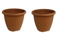 Bloempot Terra voor binnen & buiten - hoogwaardig kunststof - Ø 16 x H 13 cm - set 2 stuks