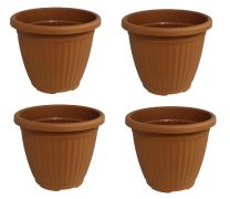 Bloempot Terra voor binnen & buiten - hoogwaardig kunststof - Ø 16 x H 13 cm - set 4 stuks