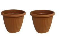Bloempot Terra voor binnen & buiten - hoogwaardig kunststof - Ø 20 x H 16 cm - set 2 stuks
