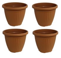 Bloempot Terra voor binnen & buiten - hoogwaardig kunststof - Ø 20 x H 16 cm - set 4 stuks