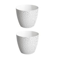 Bloempot BUBBLE rond 17 cm Wit set van 2 stuks