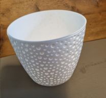 Bloempot BUBBLE rond 17 cm Wit set van 2 stuks