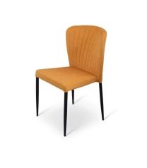 Stapelstoel Brooklyn metalen frame zitting velours Okergeel