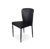 Stapelstoel Brooklyn metalen frame zitting kunstleder zwart