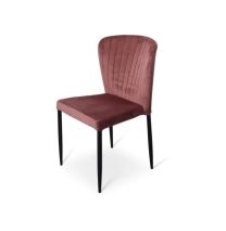 Stapelstoel Brooklyn metalen frame zitting velours Roze