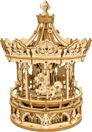 Robotime Romantische Carrousel Houten Modelbouw Muziekdoos DIY 