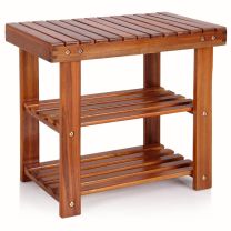 2-in-1 schoenenrek en bank gemaakt van acaciahout maat 50 cm