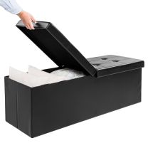 Opvouwbare Zitbank met opbergruimte en deksel 80cm Zwart