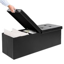 Zitbank opvouwbaar met opbergruimte en deksel kleur zwart , lengte 115 cm