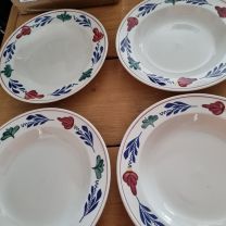 Boerenbont Diep bord B KEUS Ø24 cm set van 4 stuks met kleine schade