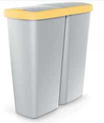 Afvalbak Duo 50 Liter grijs/geel afmeting 55x25x57cm 
