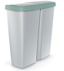 Afvalbak Duo 50 Liter grijs/groen afmeting 55x25x57cm 