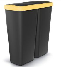 Afvalbak Duo 50 liter zwart/geel afmeting 55x25x57cm 