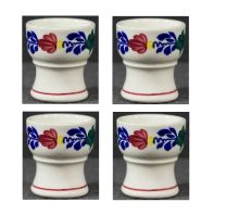 Boerenbont Eierdopjes compleet met voet -  set 4 stuks