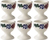Boerenbont Eierdopjes Aardewerk set van 6 stuks