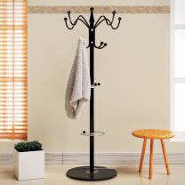 Kapstok Zwart Gebogen met marmeren voet 173cm 