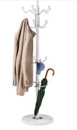 Kapstok Wit Gebogen met marmeren voet 173cm 