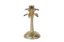 Metalen Kandelaar Palm Goudkleurig maat S 18.5 cm hoog