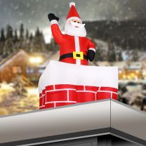 Opblaasbare kerstman in schoorsteen beweegt omhoog en omlaag met LED verlichting
