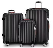 Reiskoffers Zwart 3-delig ABS met gratis accessoires 