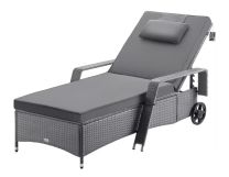 Ligbed Grijs/Antraciet Kunststof 193x90x43cm 