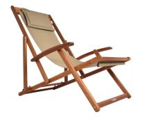 Ligstoel Crème Acaciahout 94x60x94cm