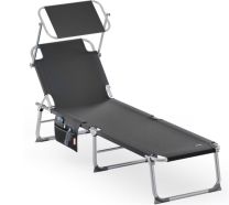 Ligbed Ibiza Grijs 190x59x29cm Alu Zonnescherm