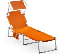 Ligbed Ibiza Oranje 190x59x29cm Alu Zonnescherm