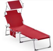 Ligbed Ibiza Rood 190x59x29cm Alu Zonnescherm