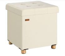 Poef Beige Fluweel 42x38x38cm inklapbaar