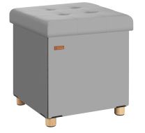 Poef Grijs Fluweel 42x38x38cm inklapbaar