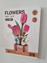 PlayfulMario Roze Tulp Houten Modelbouwset 75 Onderdelen Creatief & Educatief Modelbouw