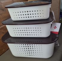 Set van 3 multifunctionele opbergmanden - opbergdozen - met deksel - 3 maten