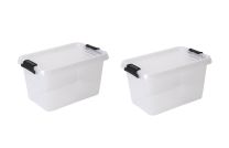 Opbergboxen met deksel 5,5 liter kunststof transparant 30 x 20 x 17 cm  set van 2 stuks